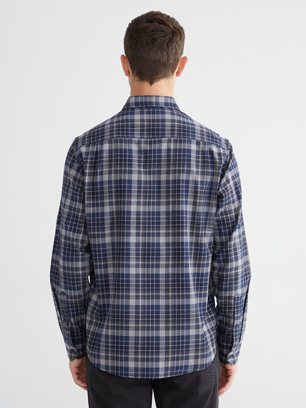 Men's Regular Fit Plaid Gabardine Shirt-3