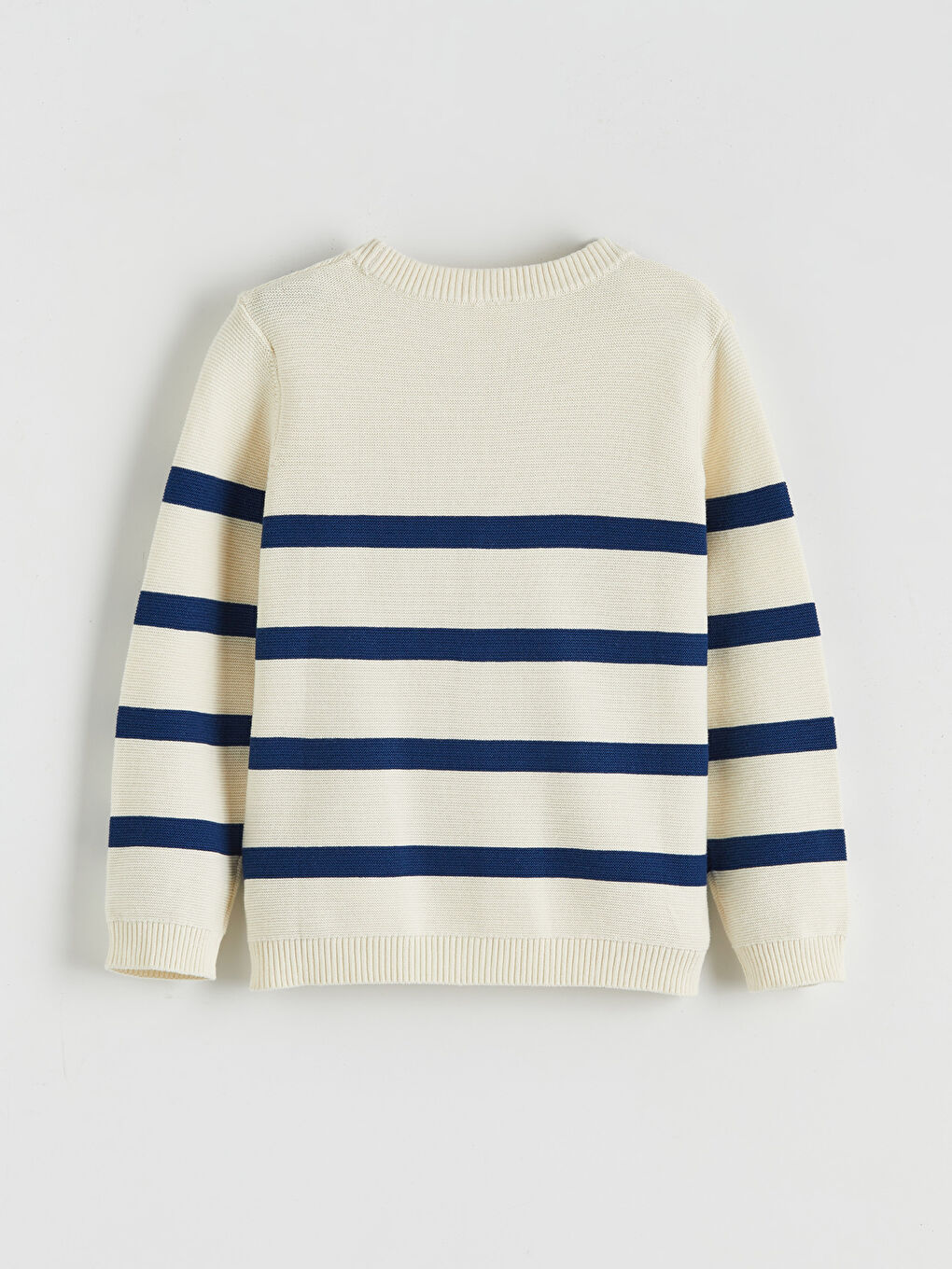 Lacivert V Yaka Çizgili Erkek Çocuk Triko Hırka-1