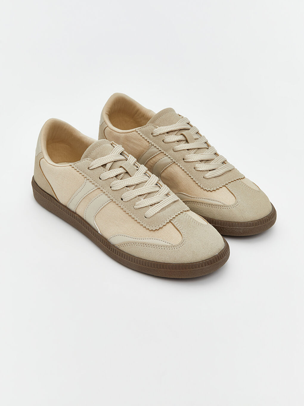 Bej Bağcıklı Kadın Spor Ayakkabı