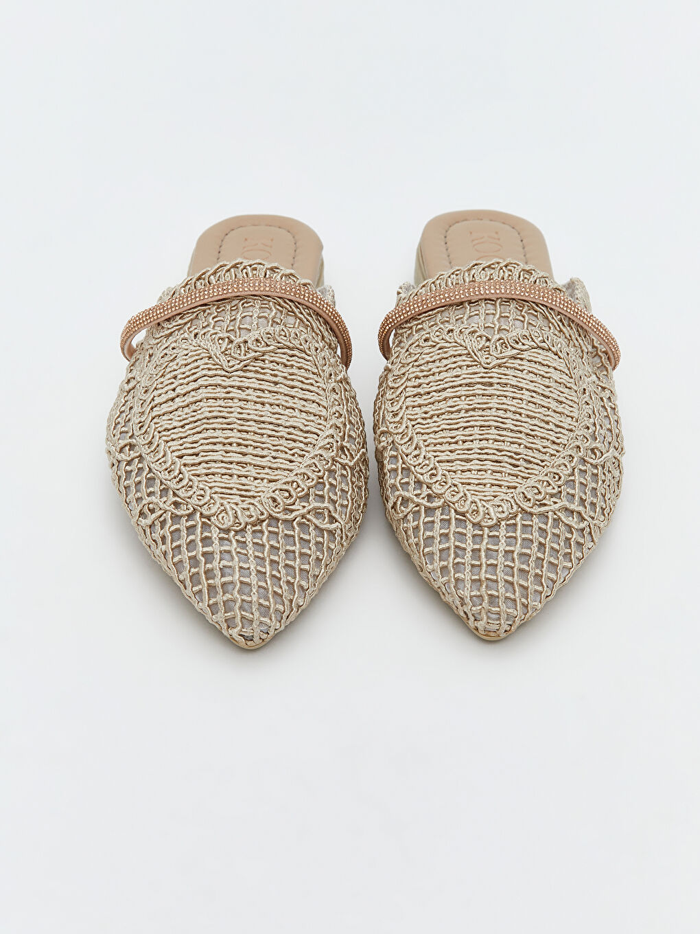 Bej Sivri Burunlu Kadın Terlik-2