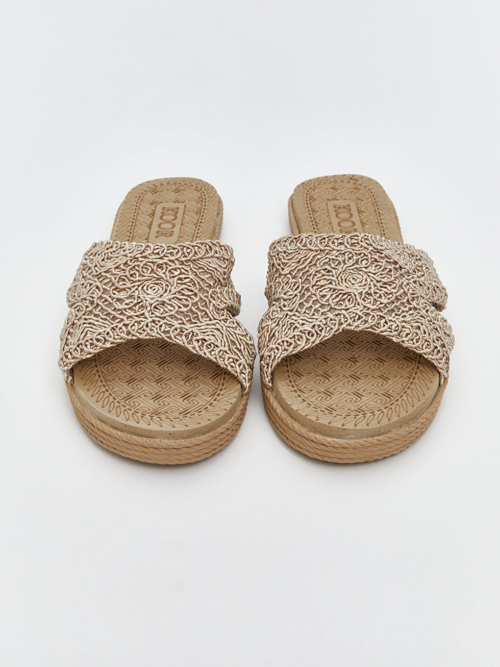 Bej Tek Bantlı Kadın Terlik-2