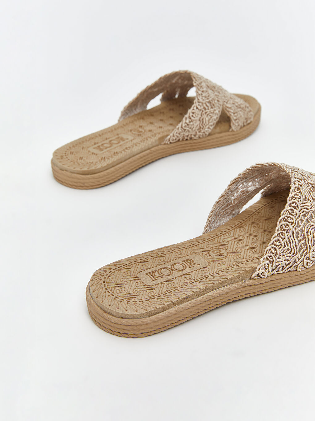 Bej Tek Bantlı Kadın Terlik-5