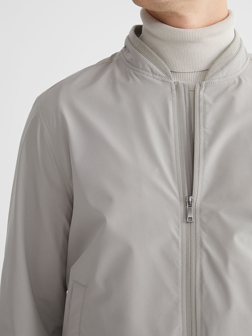 Gri Standart Kalıp Kolej Yaka Erkek Mont-1