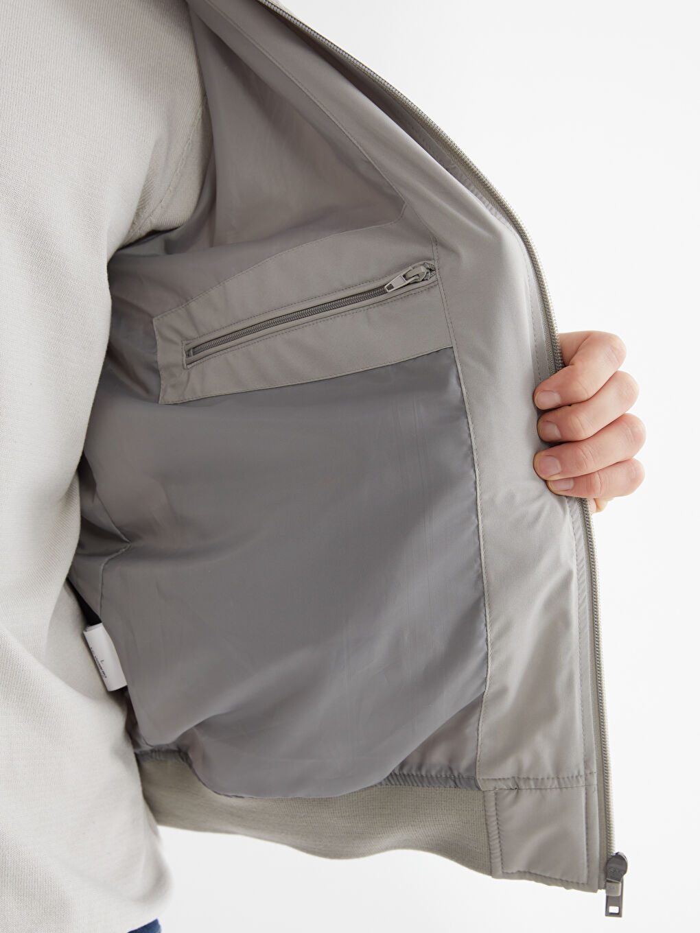 Gri Standart Kalıp Kolej Yaka Erkek Mont-2