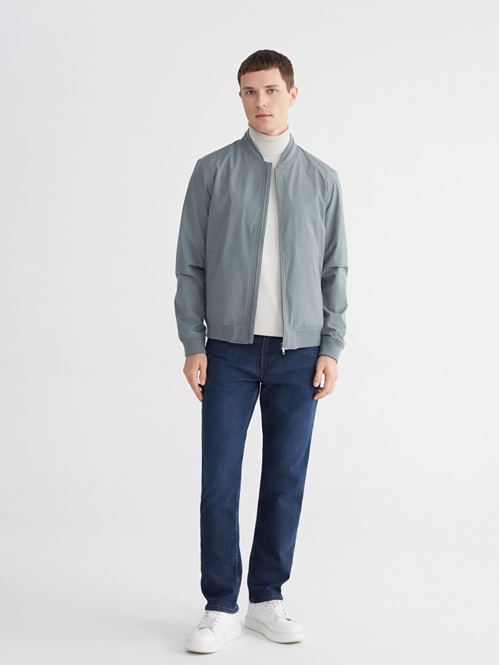 Yeşil Standart Kalıp Kolej Yaka Erkek Mont-1