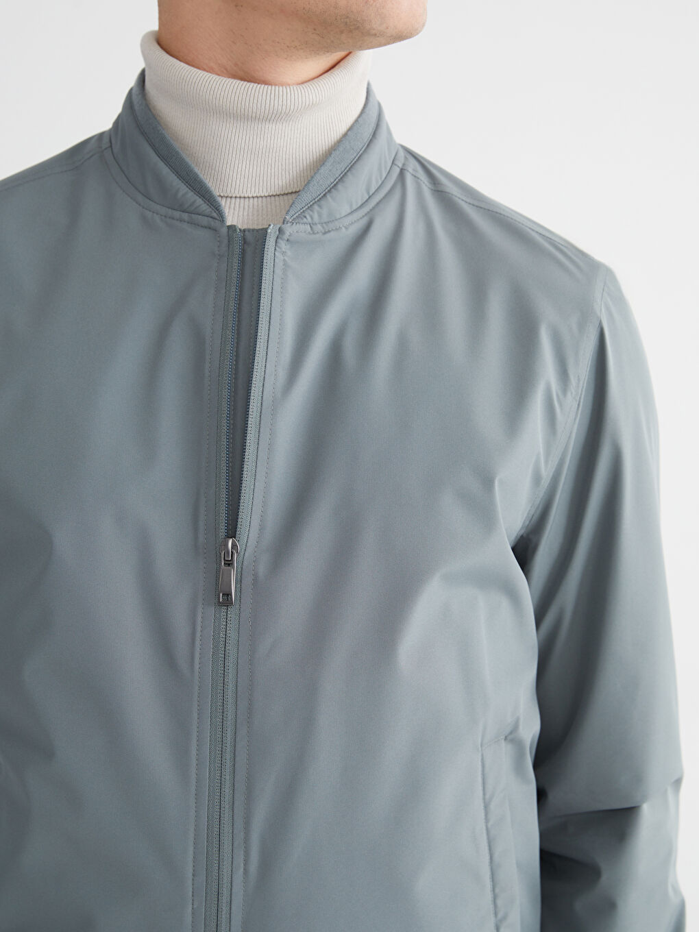 Yeşil Standart Kalıp Kolej Yaka Erkek Mont-2