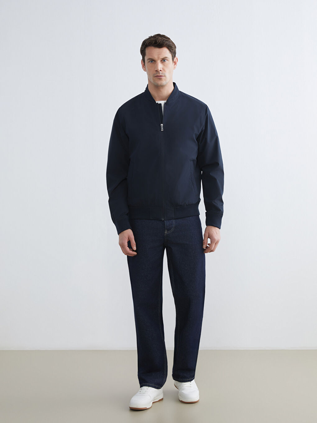 Lacivert Standart Kalıp Kolej Yaka Erkek Mont-2