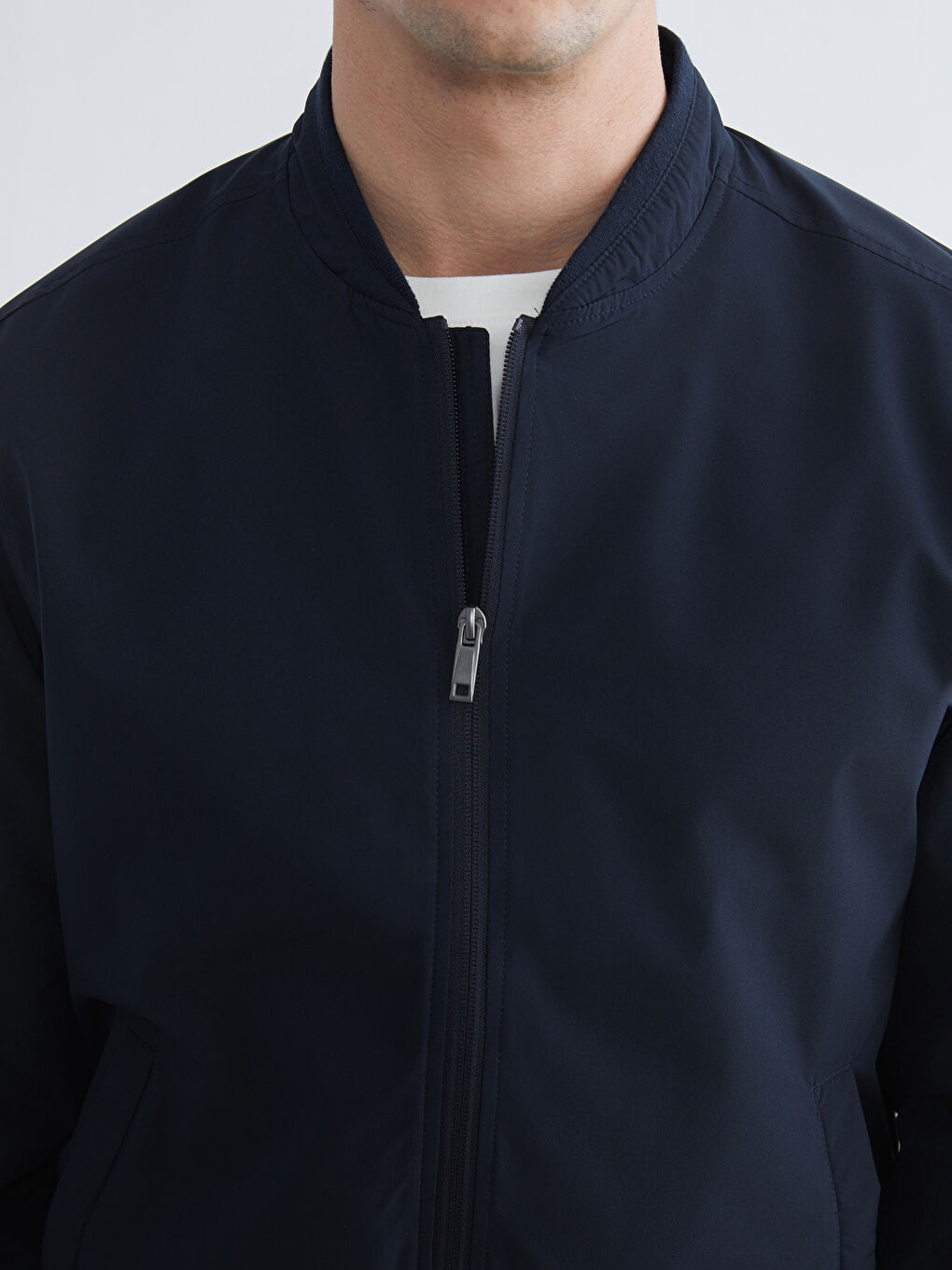 Lacivert Standart Kalıp Kolej Yaka Erkek Mont-4