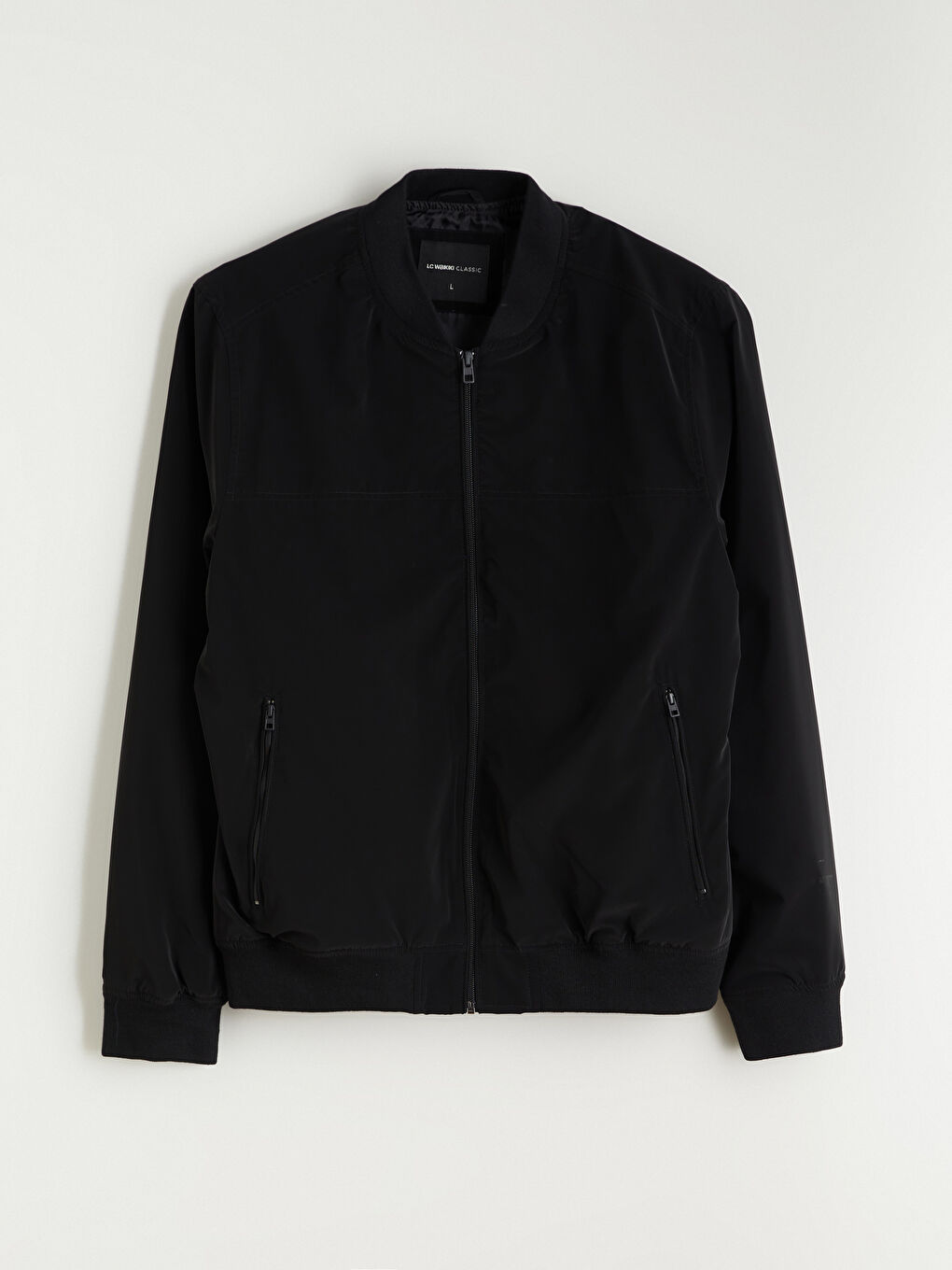 Siyah Standart Kalıp Kolej Yaka Erkek Bomber Mont-5