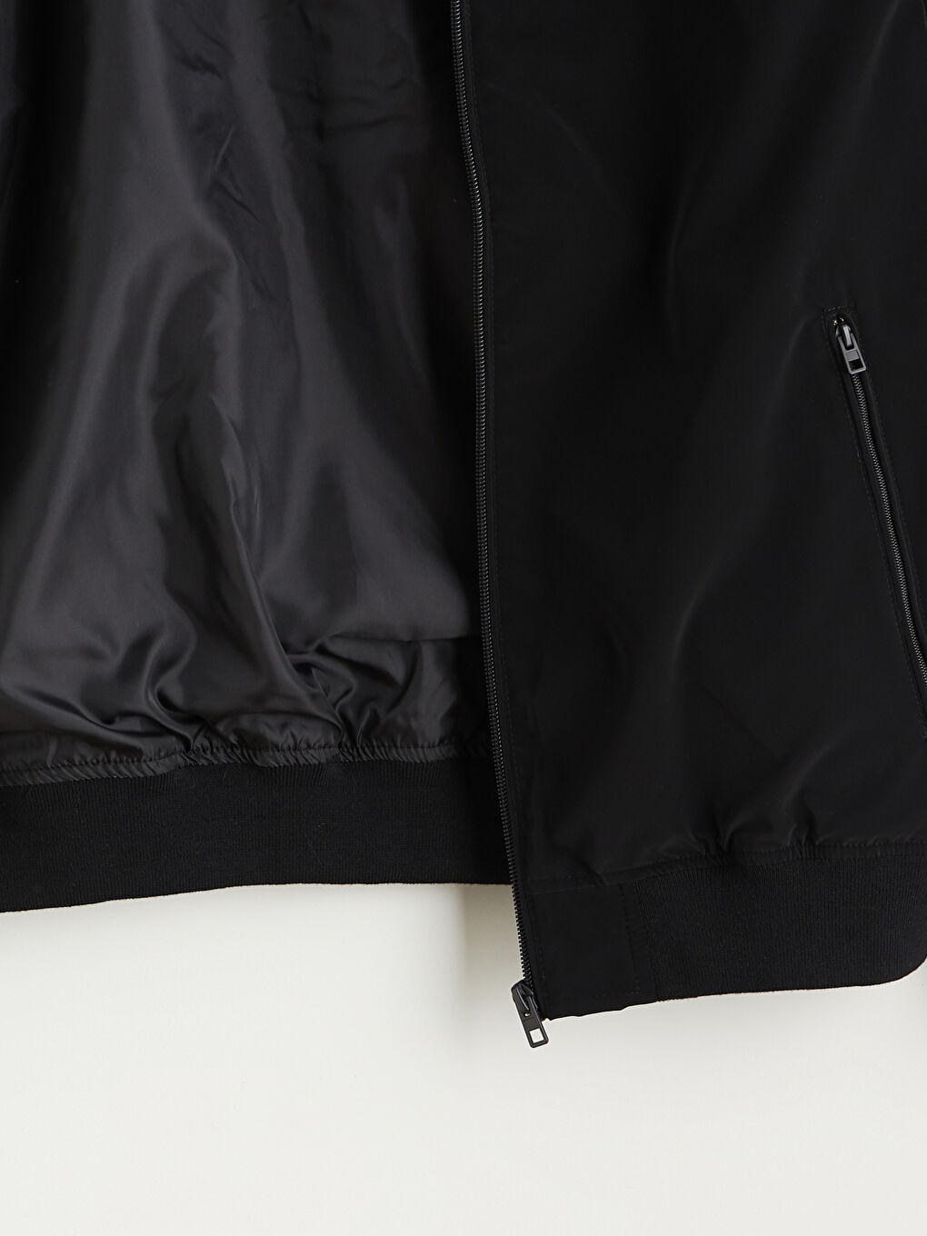 Siyah Standart Kalıp Kolej Yaka Erkek Bomber Mont-6