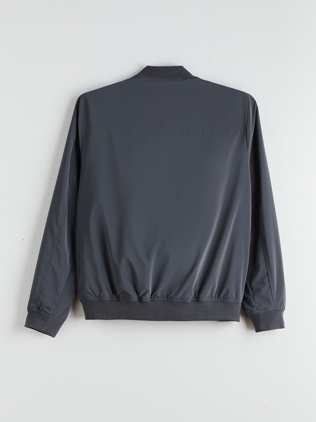 Gri Standart Kalıp Kolej Yaka Erkek Bomber Mont-6