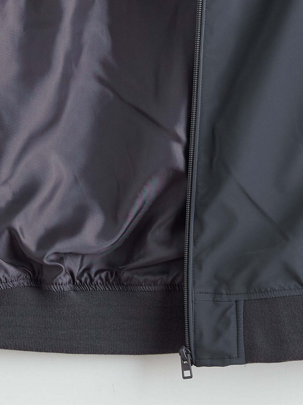 Gri Standart Kalıp Kolej Yaka Erkek Bomber Mont-7