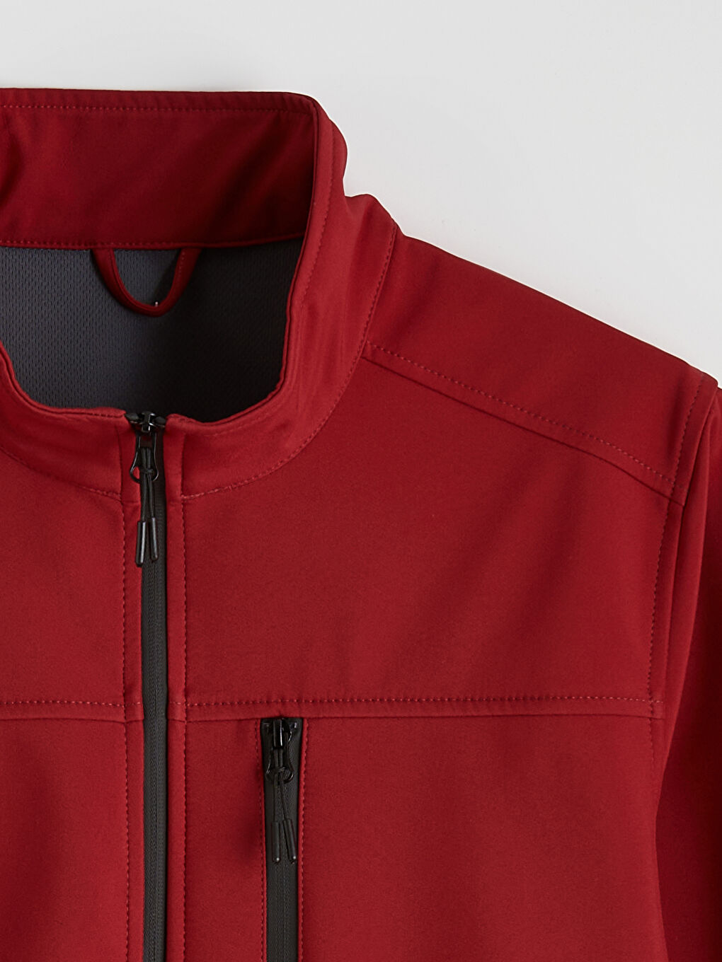 Kırmızı Standart Kalıp Dik Yaka Erkek Mont-8