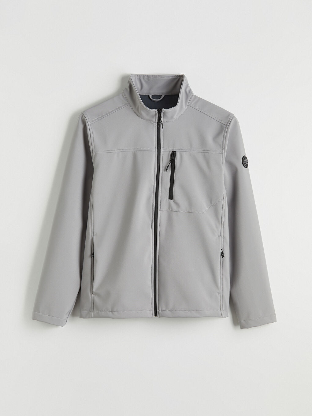 Gri Standart Kalıp Dik Yaka Erkek Mont-4