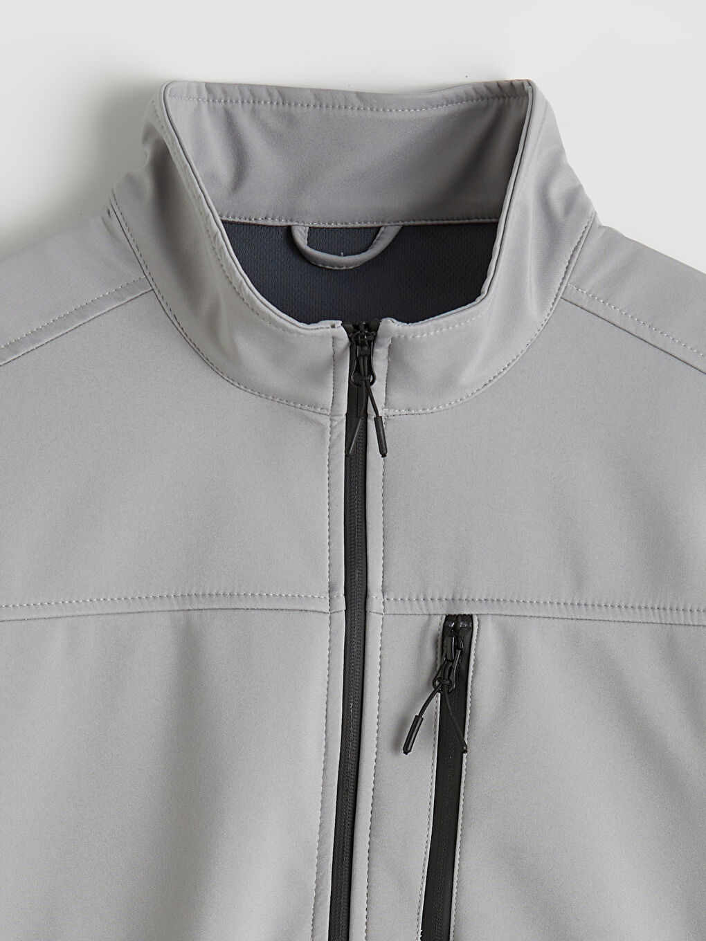 Gri Standart Kalıp Dik Yaka Erkek Mont-6