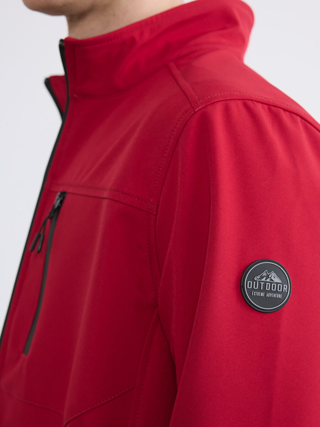 Kırmızı Standart Kalıp Dik Yaka Erkek Mont-3