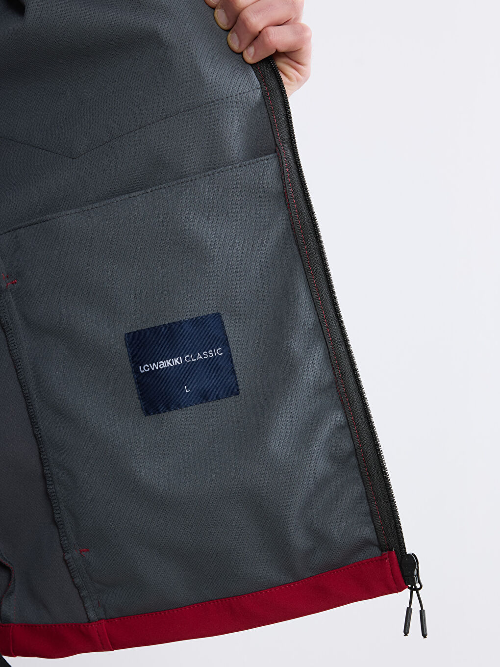 Kırmızı Standart Kalıp Dik Yaka Erkek Mont-4