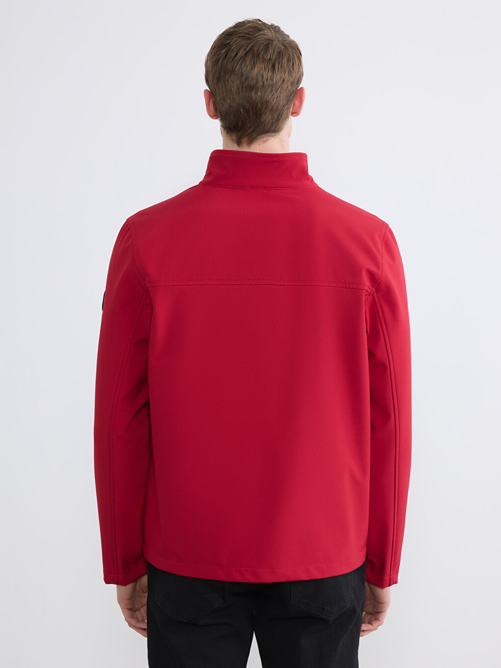 Kırmızı Standart Kalıp Dik Yaka Erkek Mont-5