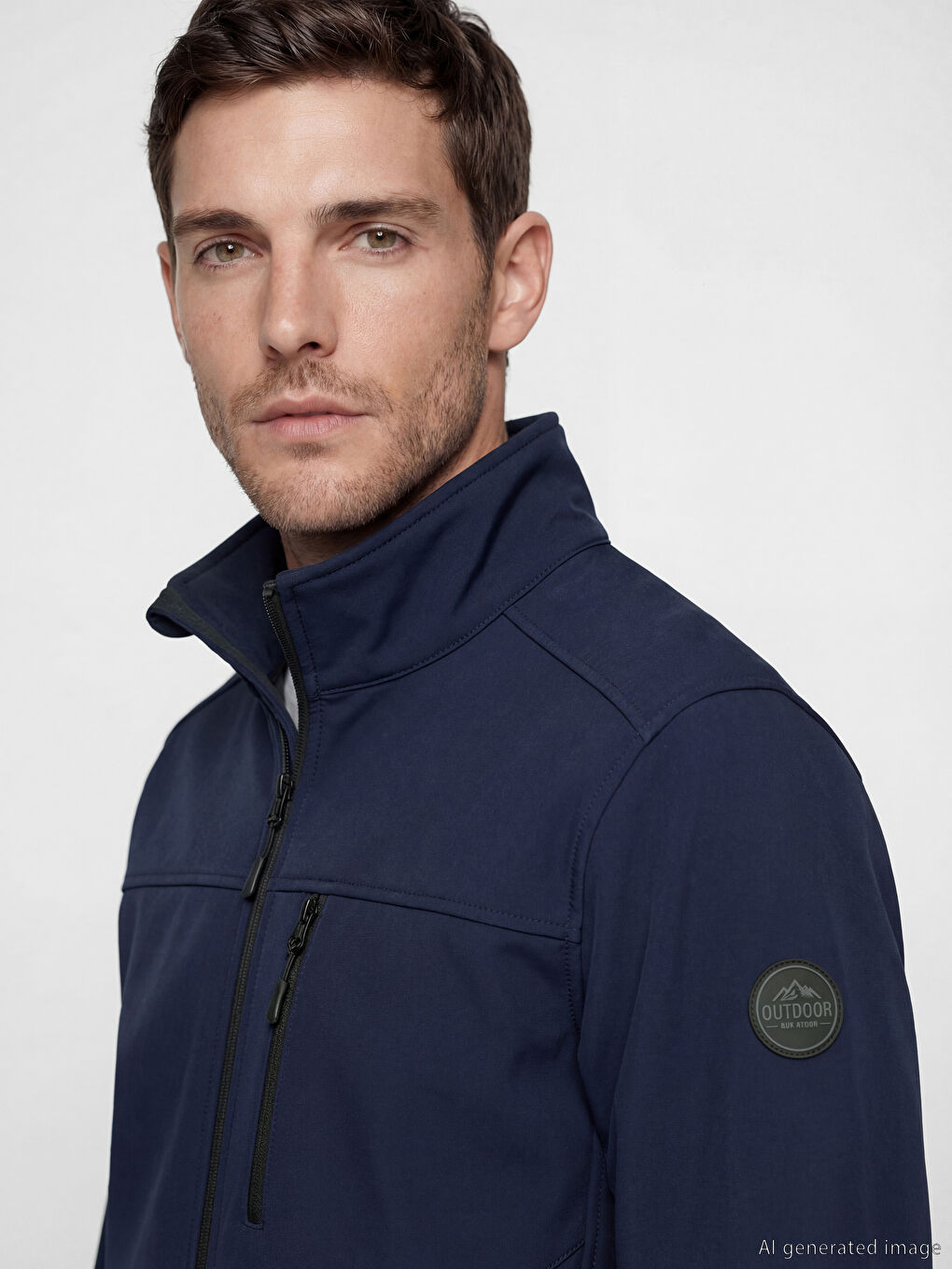 Lacivert Standart Kalıp Dik Yaka Erkek Mont-2