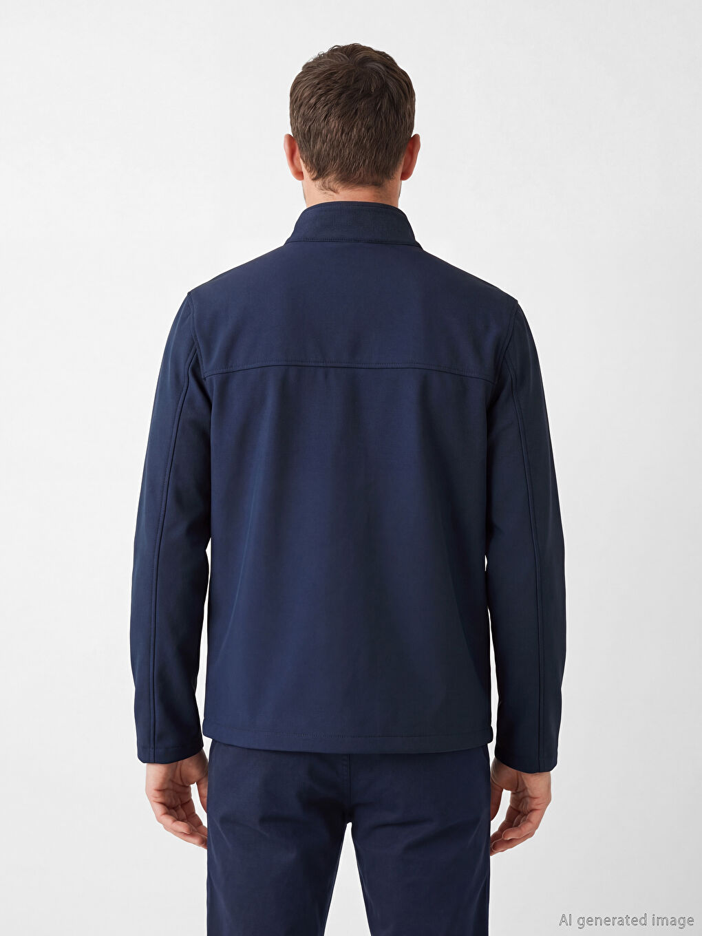 Lacivert Standart Kalıp Dik Yaka Erkek Mont-3