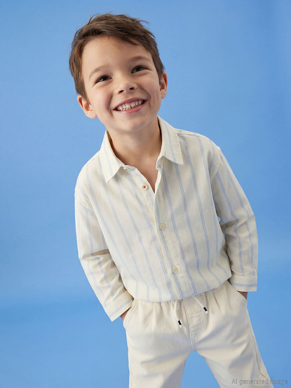 Chemise rayée à manches longues pour garçons