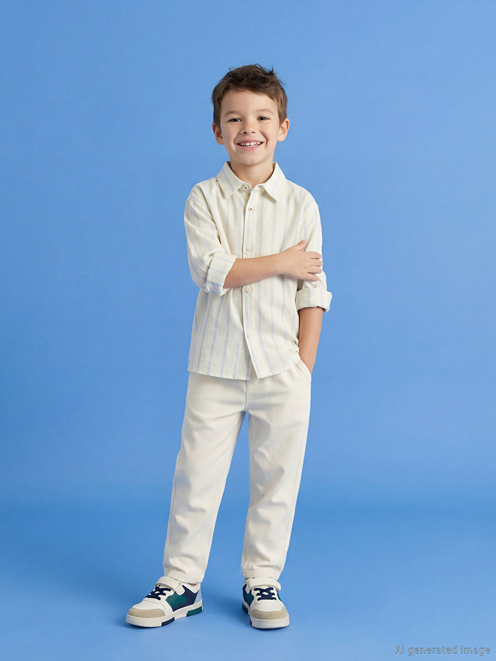 Chemise rayée à manches longues pour garçons-1