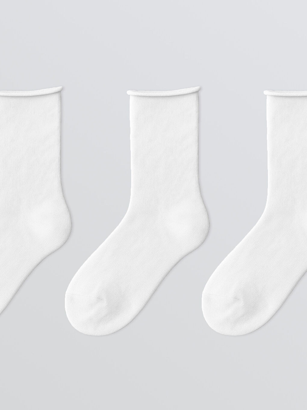 Beyaz Kadın Soket Çorap 3'lü-1