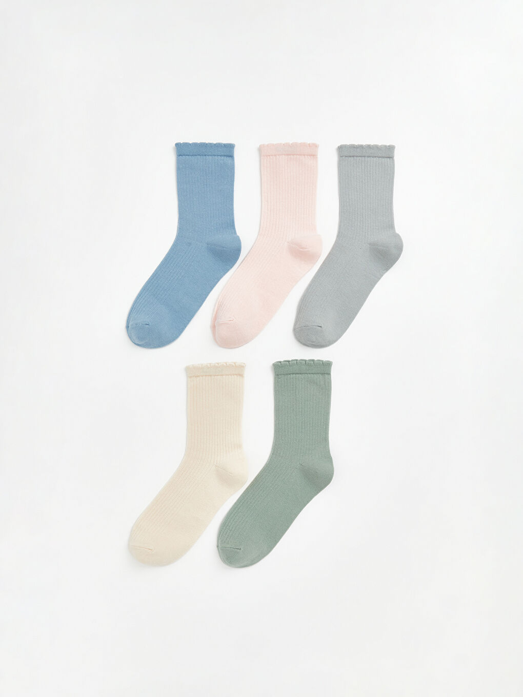 Mavi Kadın Düz Soket Çorap 5'li