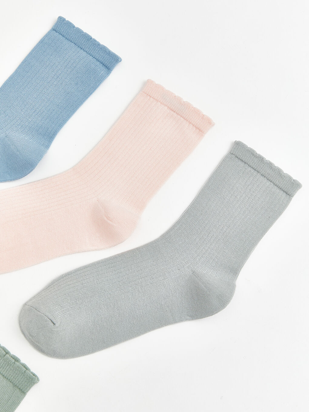 Mavi Kadın Düz Soket Çorap 5'li-1