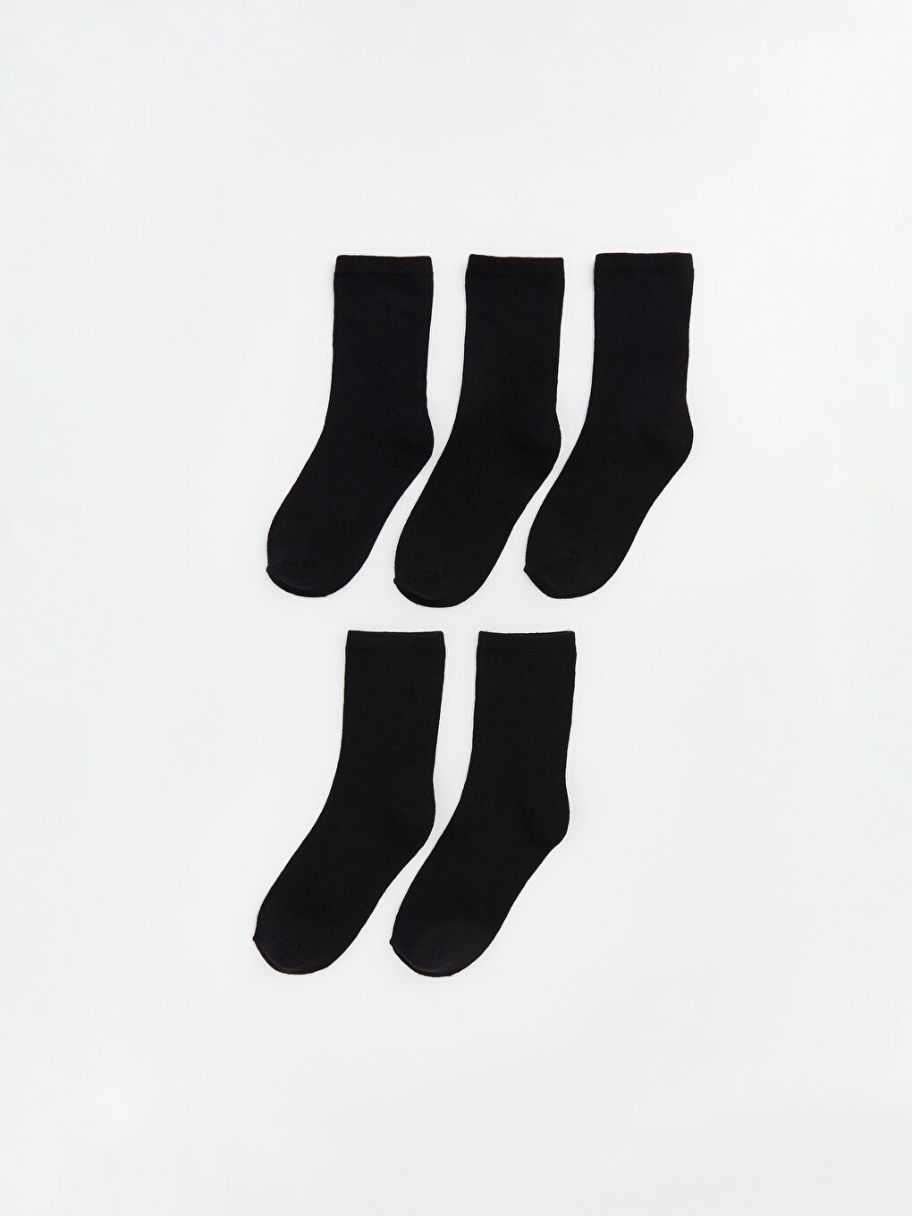 Siyah Kadın Düz Soket Çorap 5'li