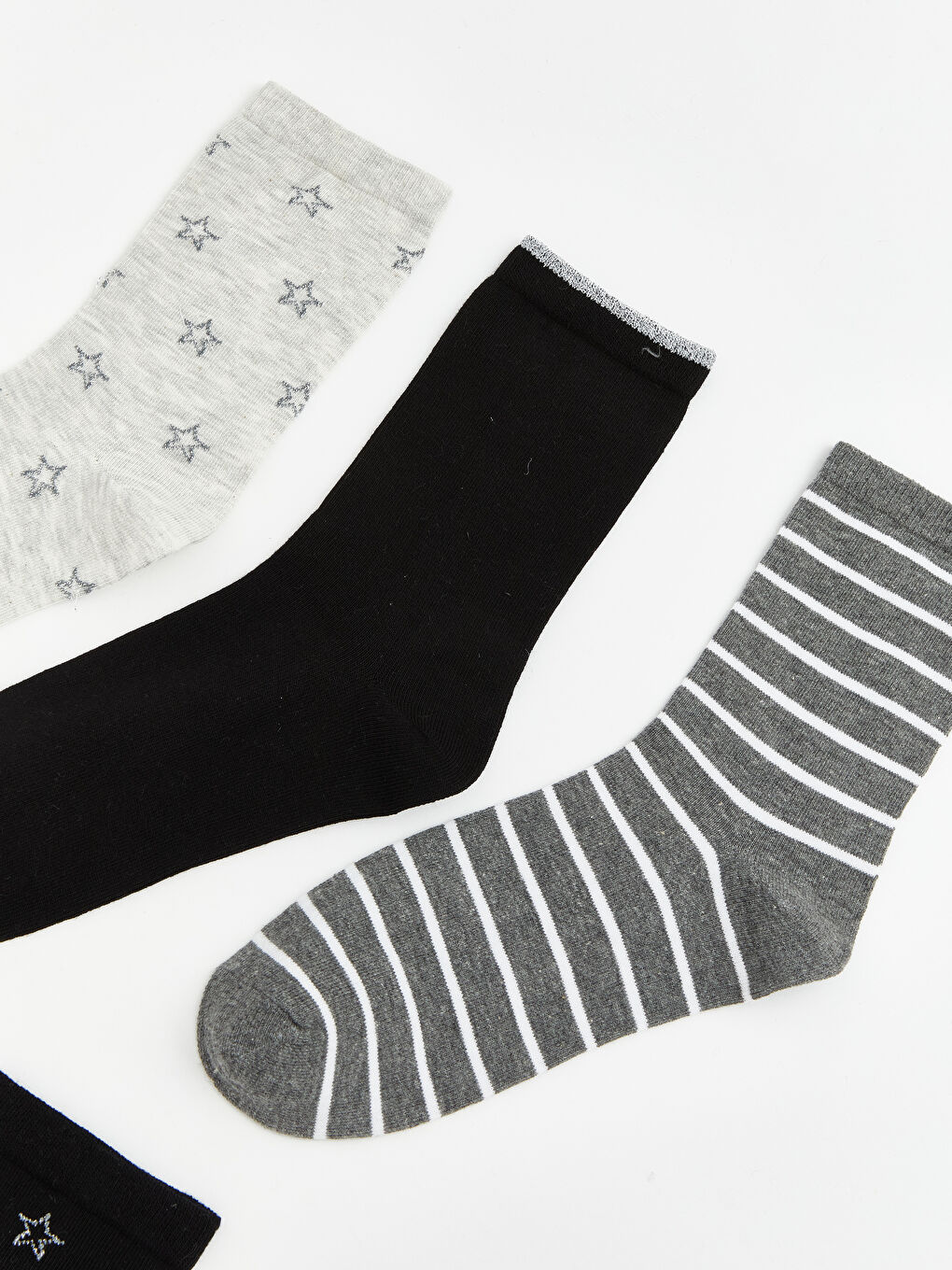 Gri Desenli Kadın Soket Çorap 5'li-1