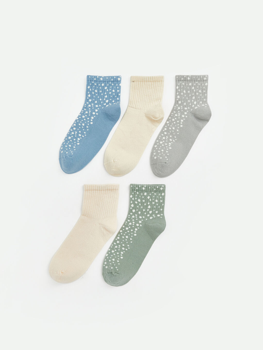 Mavi Desenli Kadın Soket Çorap 5'li