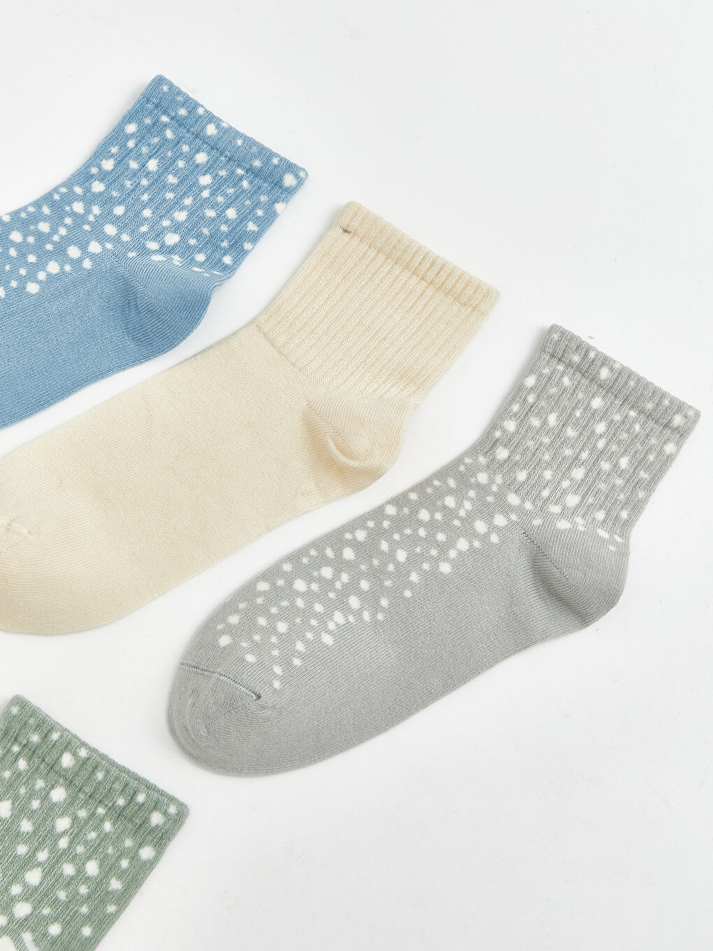 Mavi Desenli Kadın Soket Çorap 5'li-1
