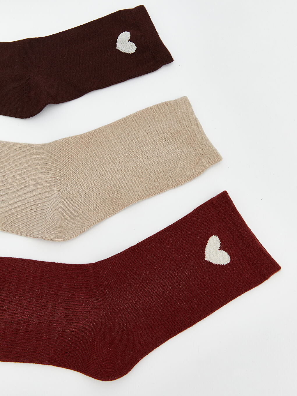 Kahverengi Kalp Baskılı Kadın Soket Çorap 5'li-1
