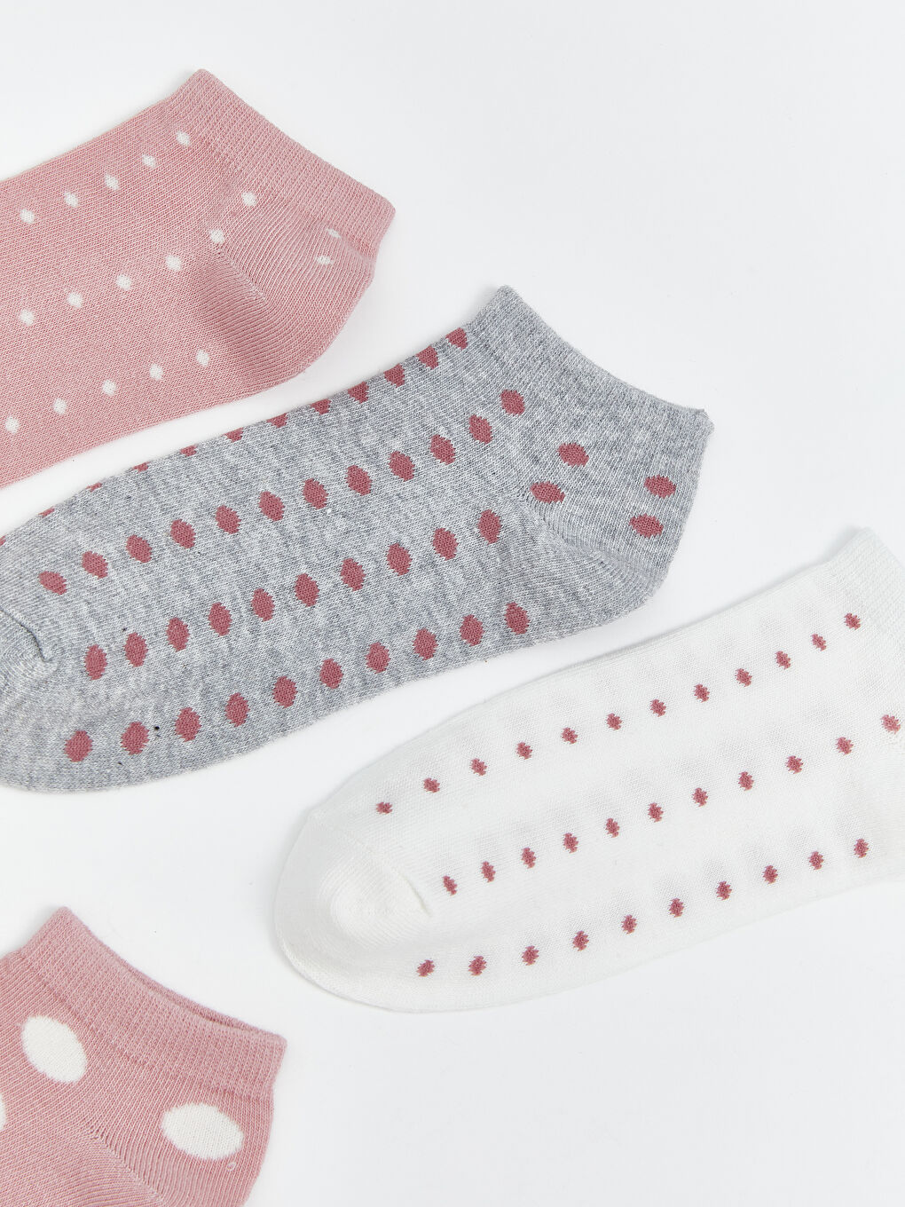 Pembe Desenli Kadın Patik Çorap 5'li-1