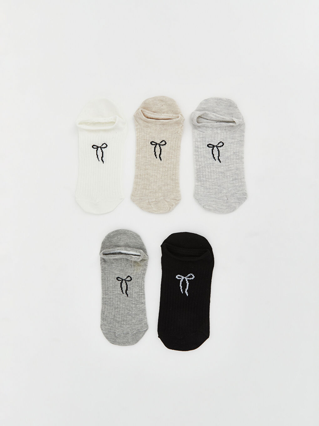 Women's Ankle Socks with Bow Print - Set of 5
