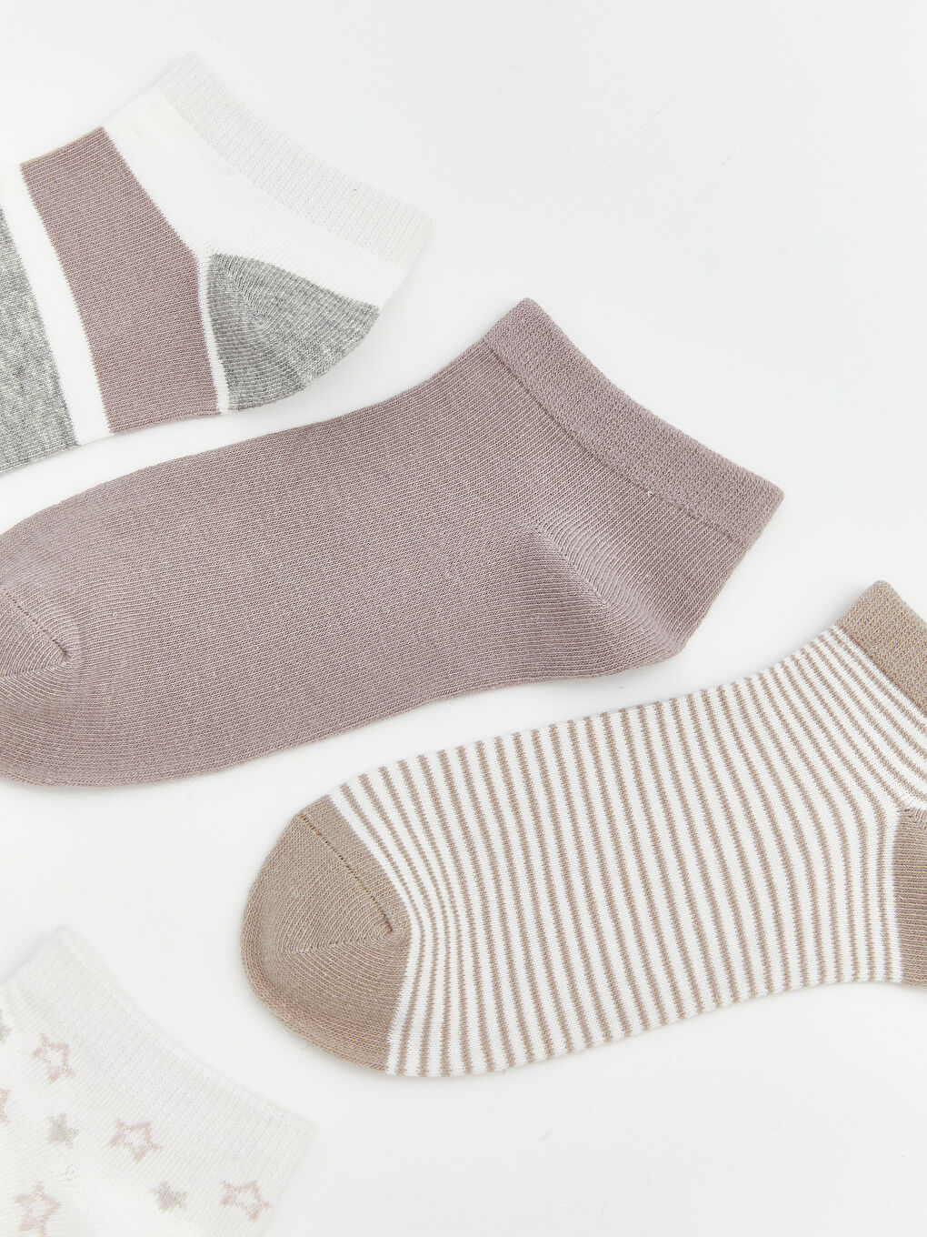 Ekru Desenli Kadın Patik Çorap 5'li-1