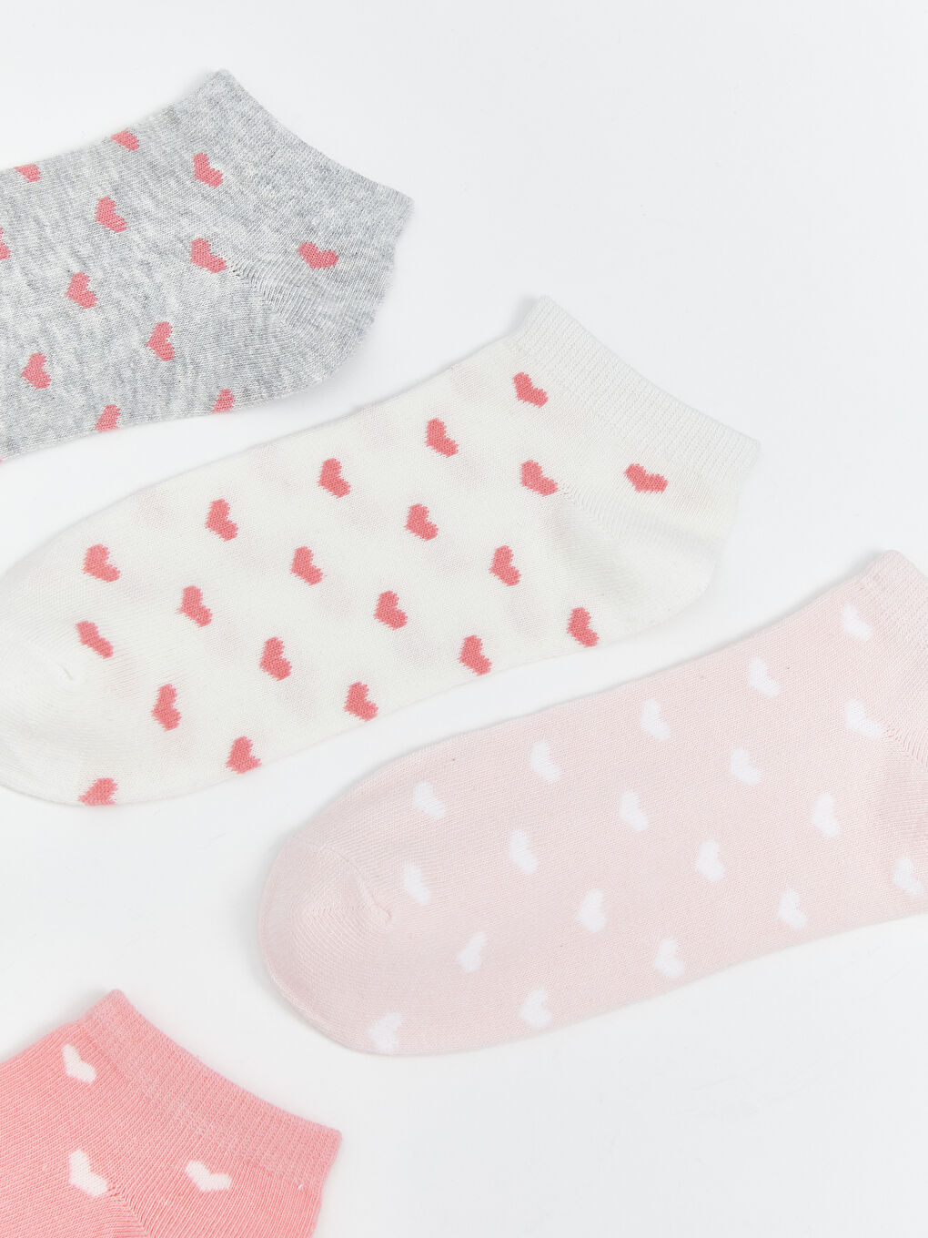 Gri Kalp Desenli Kadın Patik Çorap 5'li-1