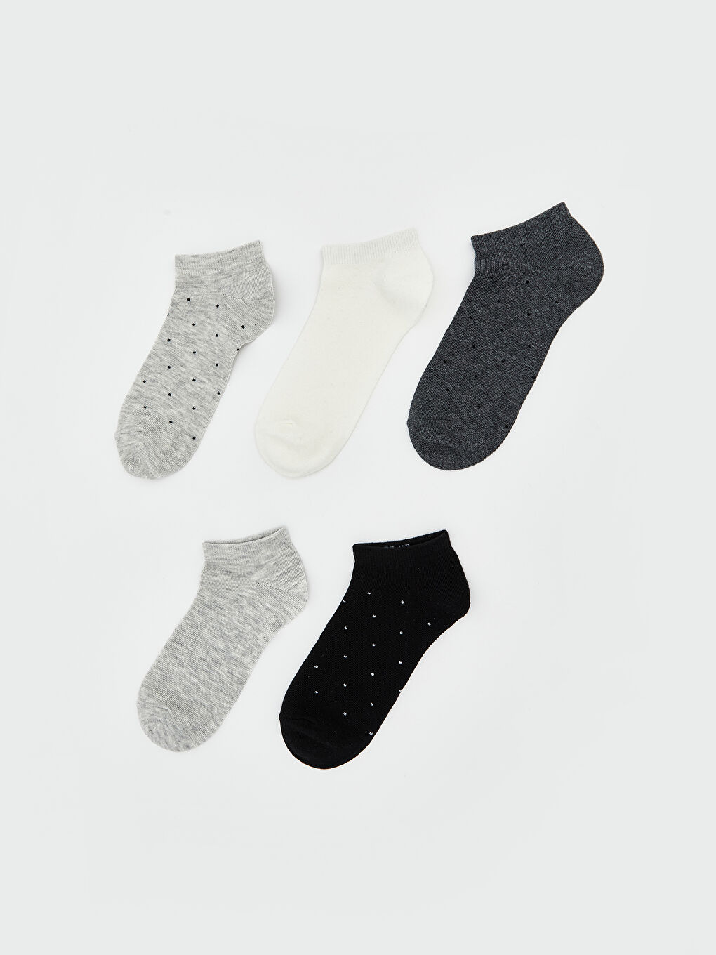 Gri Desenli Kadın Patik Çorap 5'li