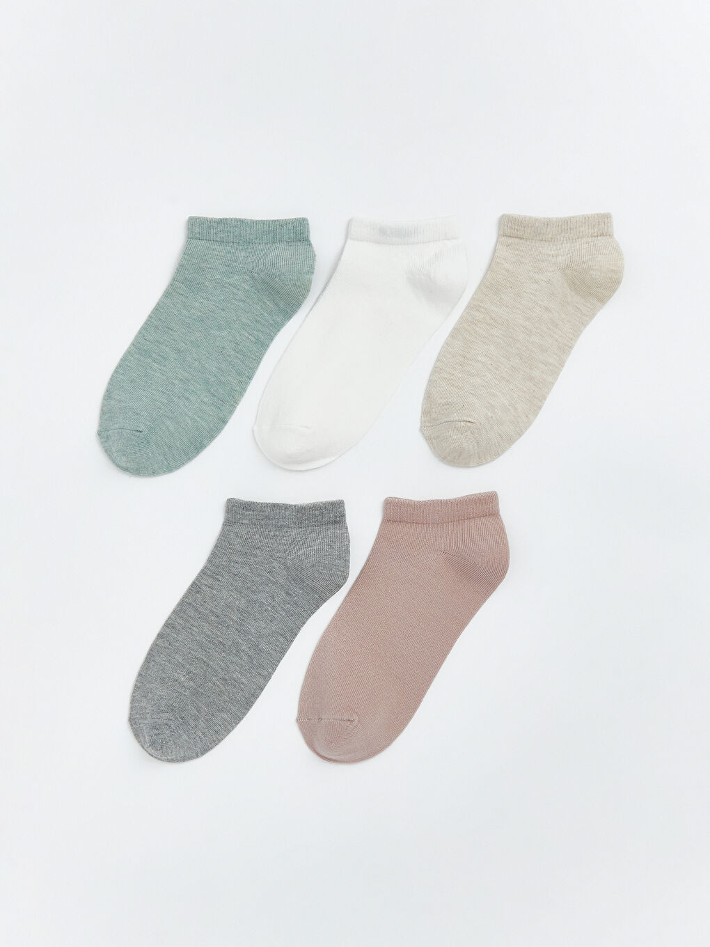 Yeşil Kadın Düz Patik Çorap 5'li