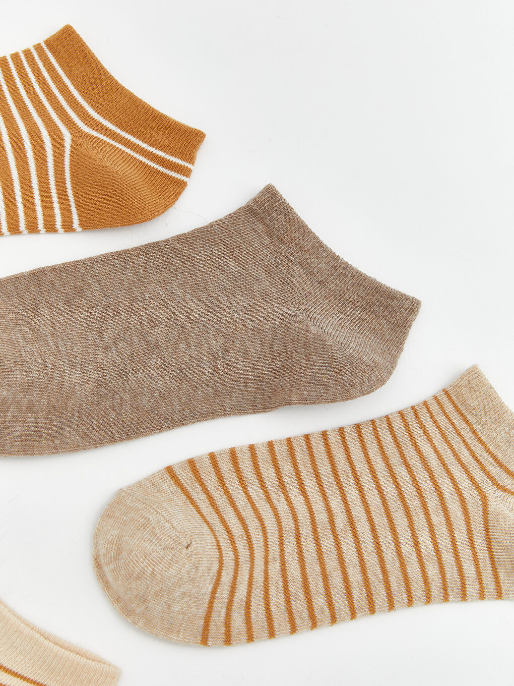 Kahverengi Çizgili Kadın Patik Çorap 5'li-1