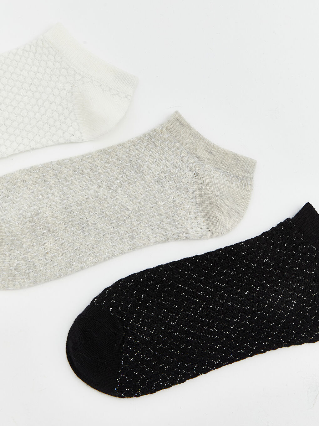 Ekru Kadın Patik Çorap 3'lü-1