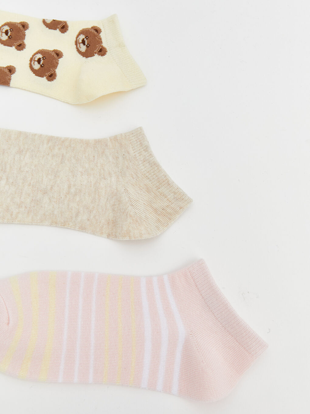 Sarı Desenli Kadın Patik Çorap 5'li-1