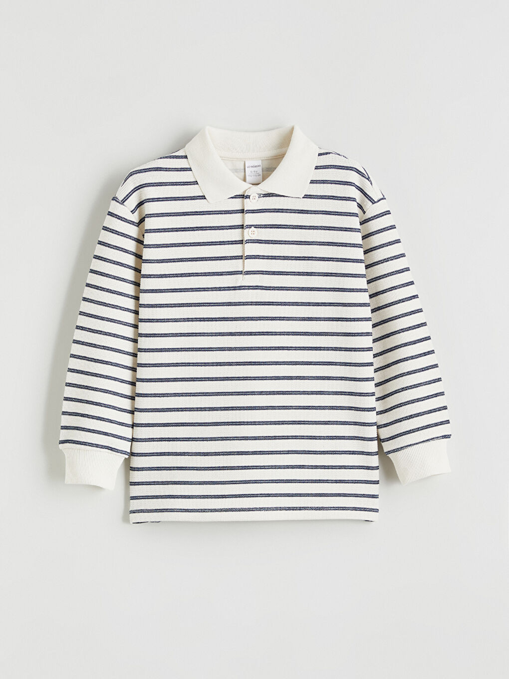 Bej Polo Yaka Çizgili Erkek Çocuk Tişört