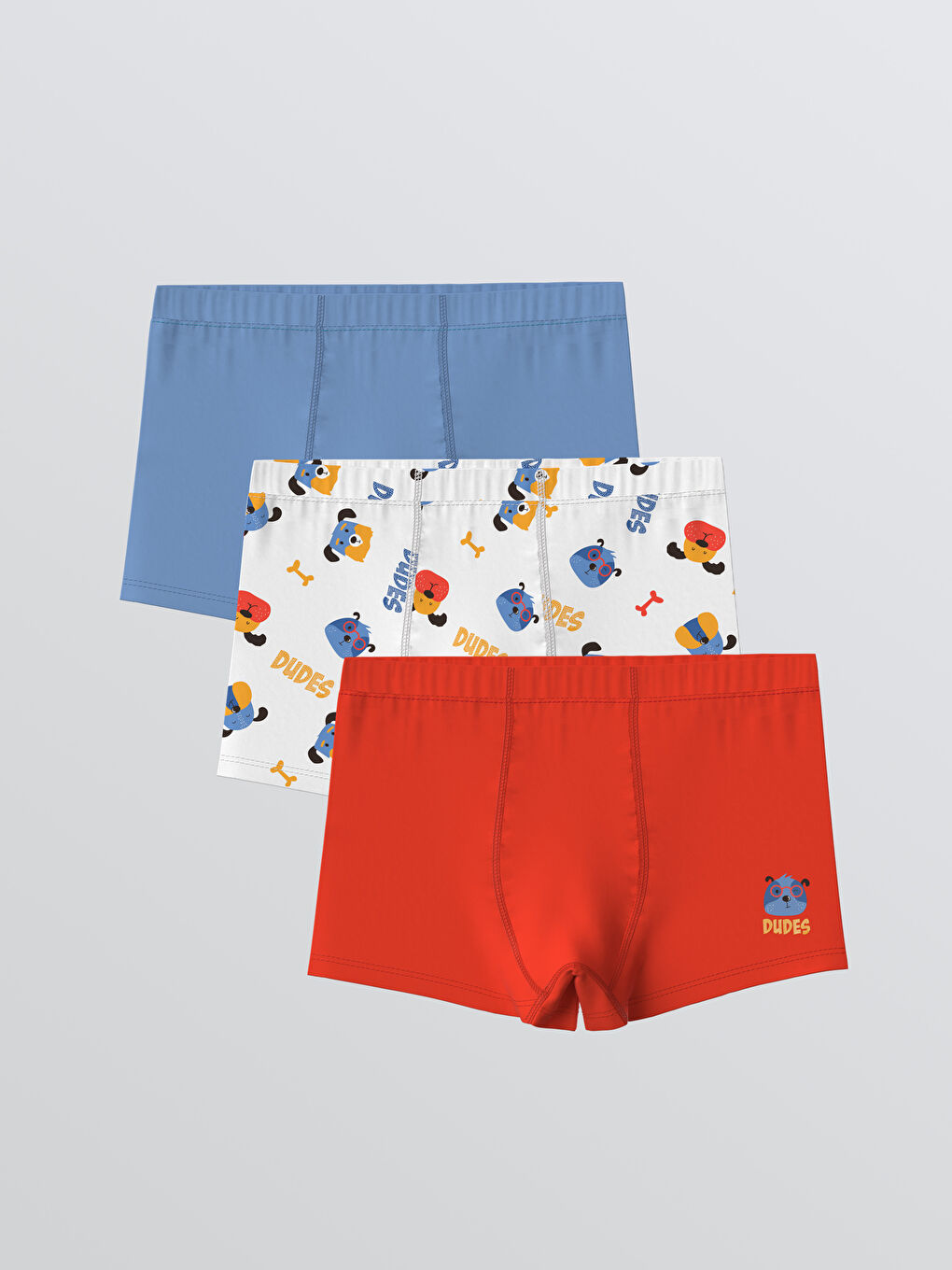 Beyaz Baskılı Erkek Çocuk Boxer 3'lü