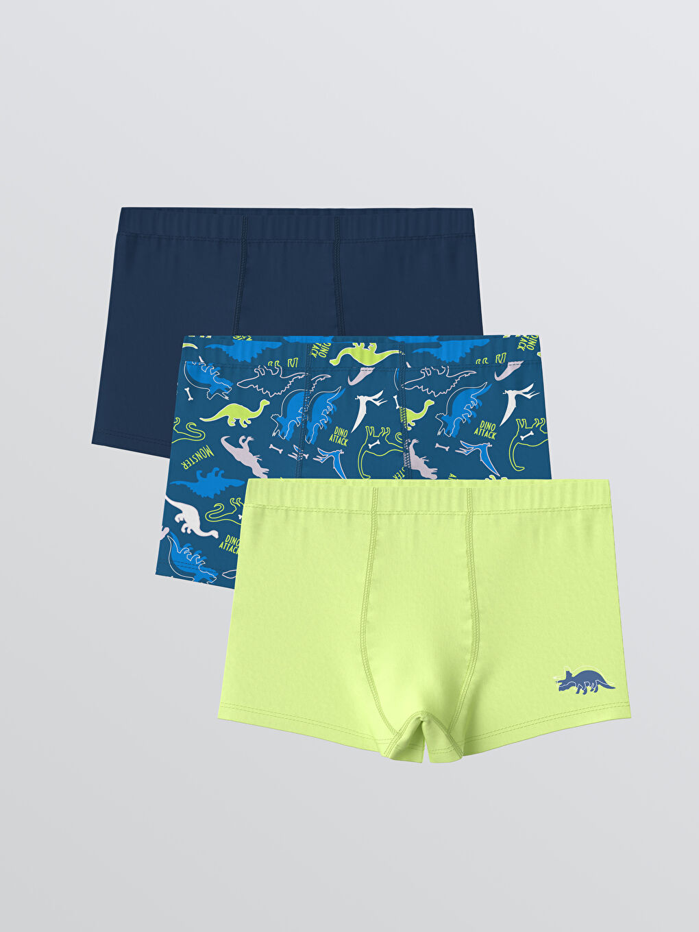 Lacivert Dinozor Baskılı Erkek Çocuk Boxer 3'lü