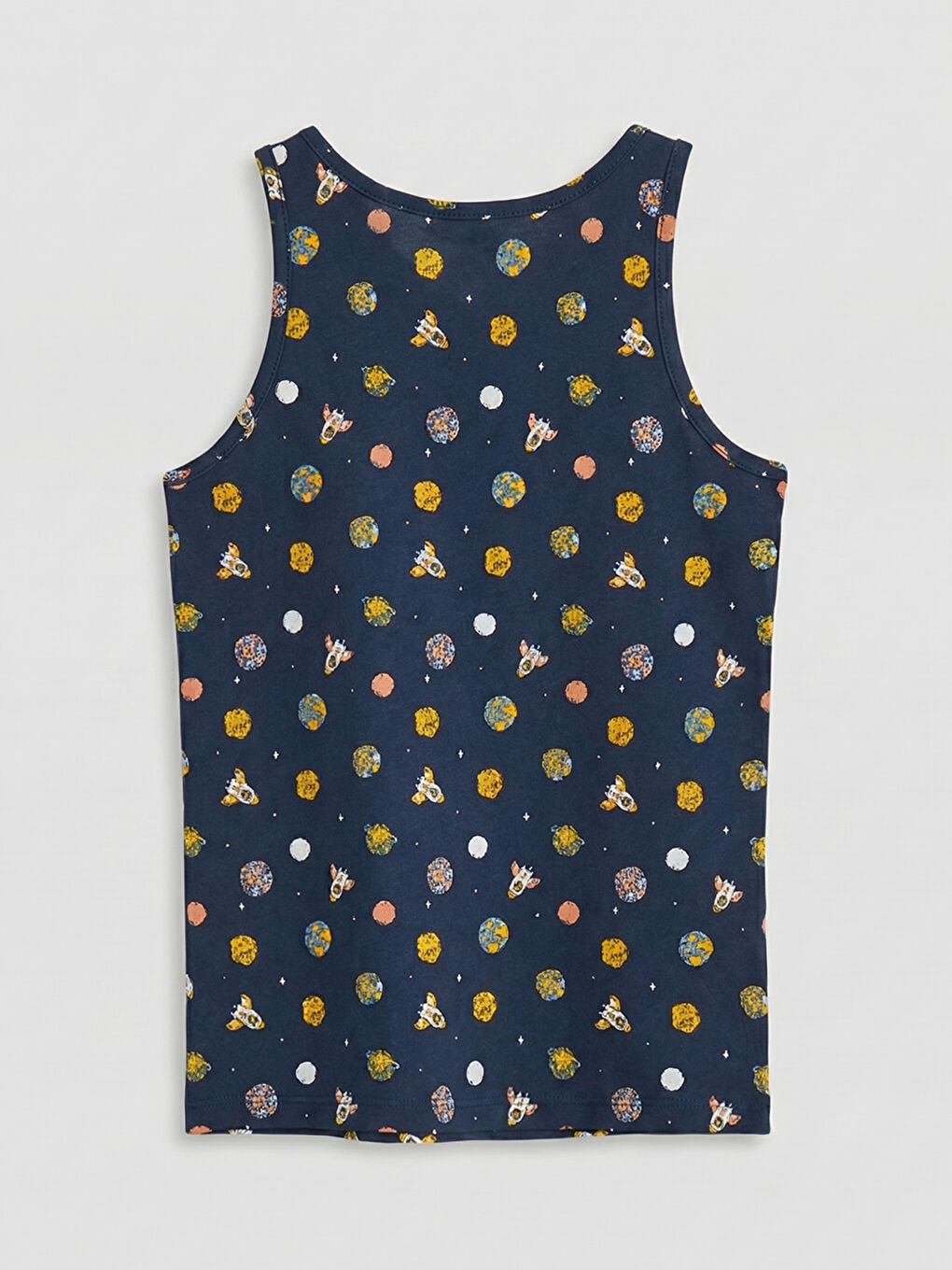 Lacivert Bisiklet Yaka Desenli Erkek Bebek İç Giyim Atlet-1