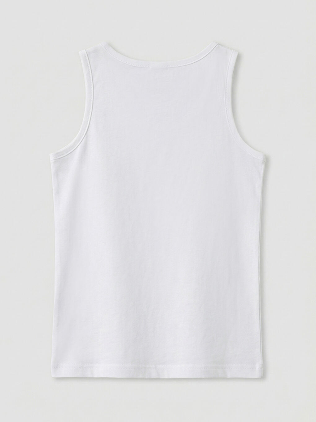 Beyaz Bisiklet Yaka Erkek Çocuk Baskılı Atlet-1