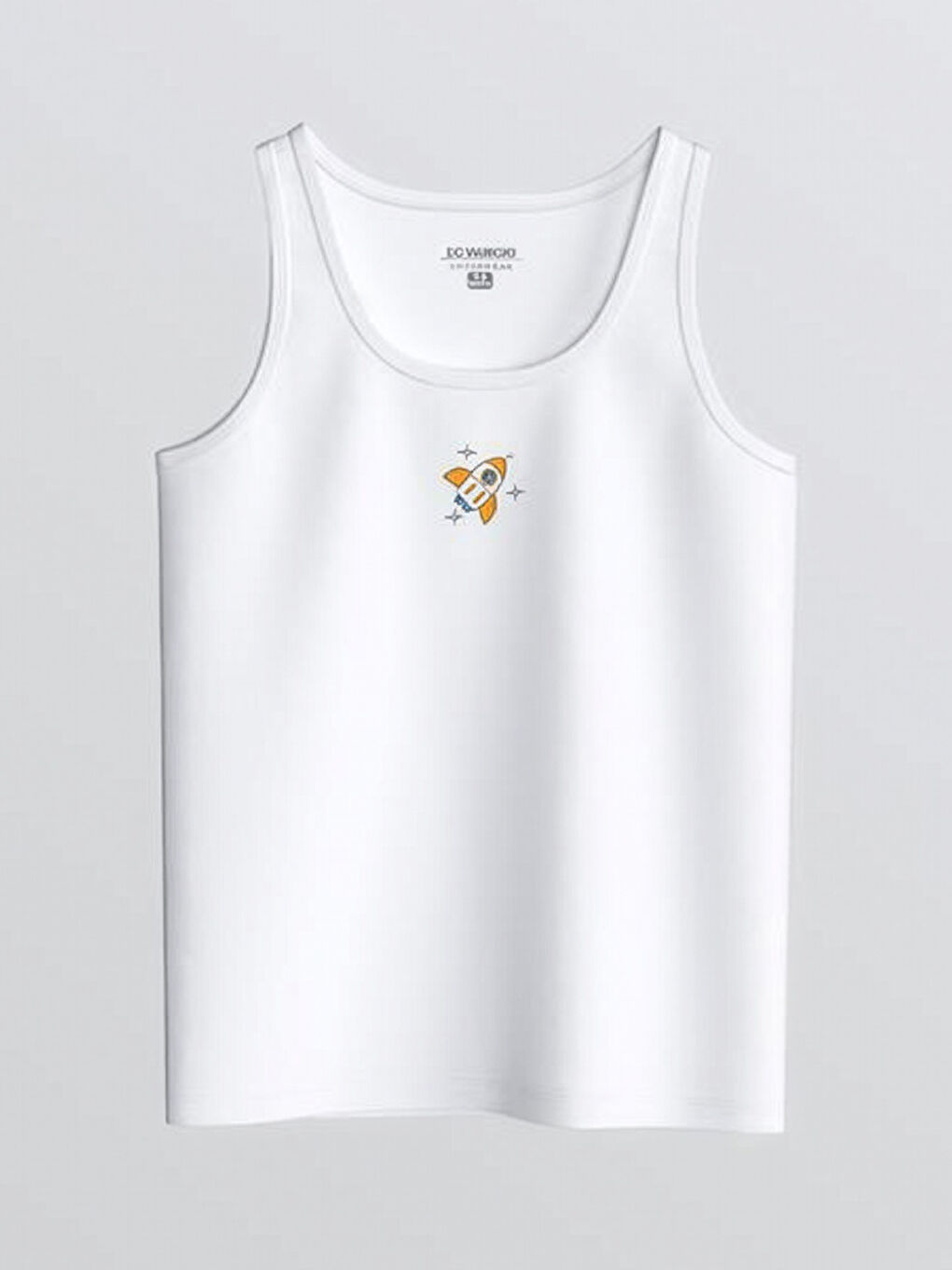 Beyaz Bisiklet Yaka Erkek Çocuk Baskılı Atlet