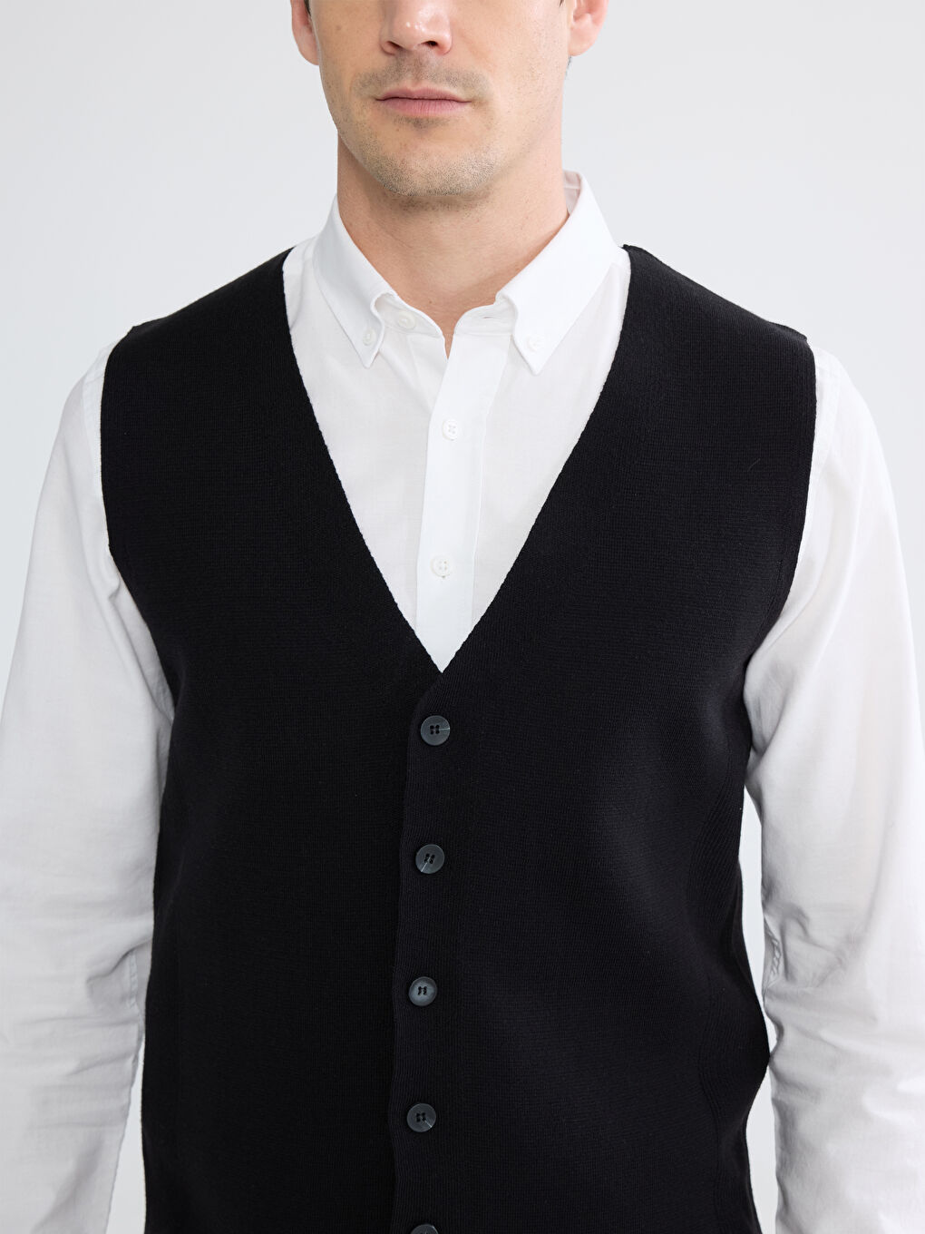 Regular Fit V Neck Men's Knitwear Waistcoat-2